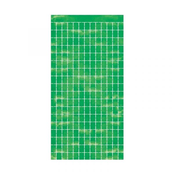 Green Metallic Squares Door Curtain