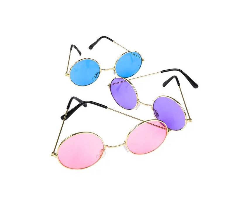 Round Colored Lens Sunglasses Hippie Glasses