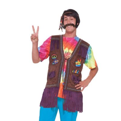 fabric fringed hippie peace vest