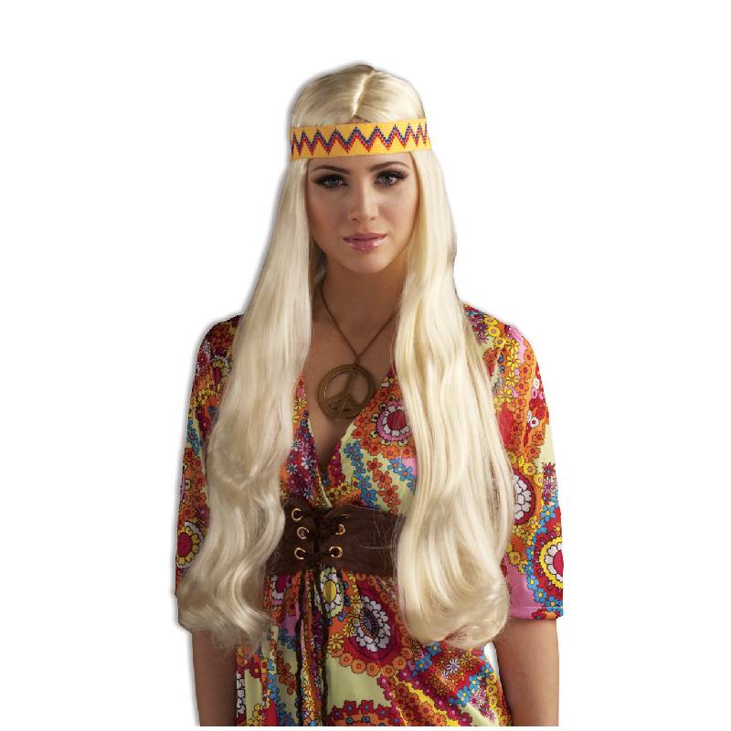 Hippie Chick Wig w Headband- Blonde - Cappel's