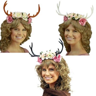 floral headband with antlers