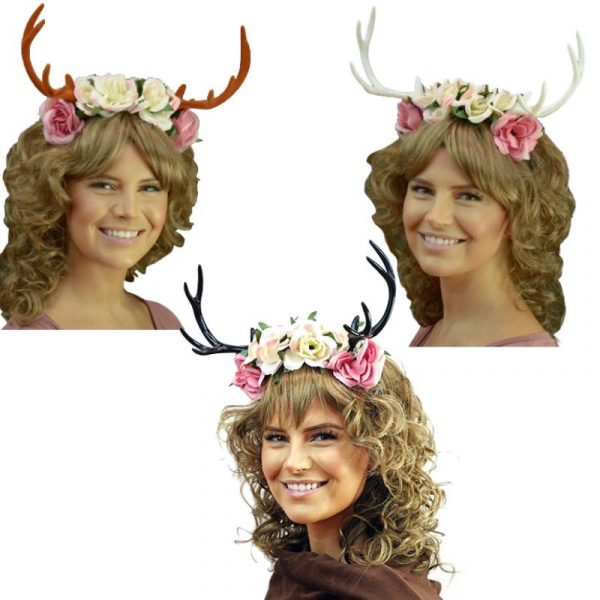 floral headband with antlers