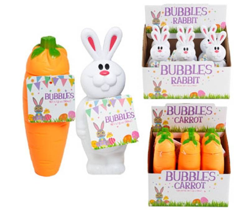 6″ Plastic Rabbits and Carrots Bubble Container
