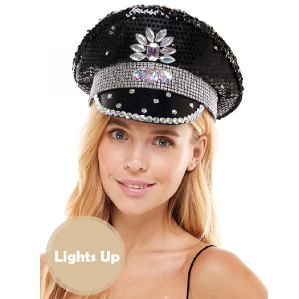festival sequin/ jewel light up hat