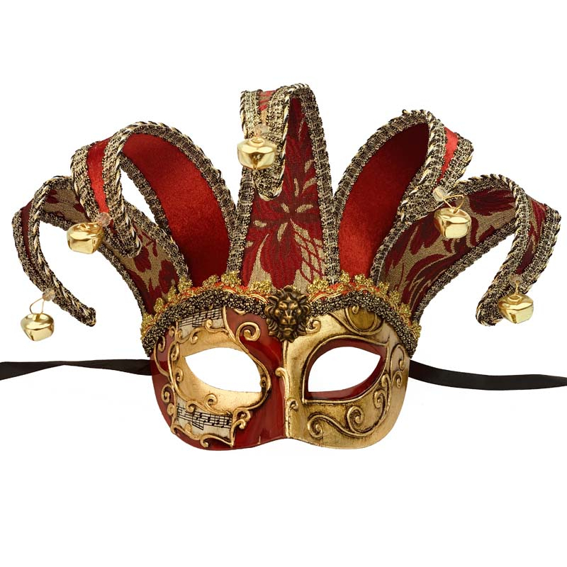 Venetian Jester Masquerade Mask - Half Face Carnival Mask For Mardi Gras & Halloween Parties