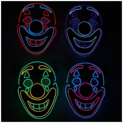 neon light up smiling clown mask