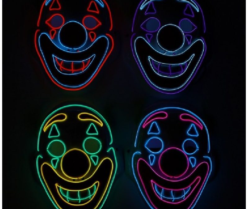 Party Neon Light Up Smiling Clown Mask