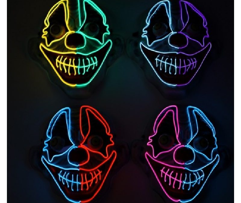 Party Neon Light Up Scary Clown Mask