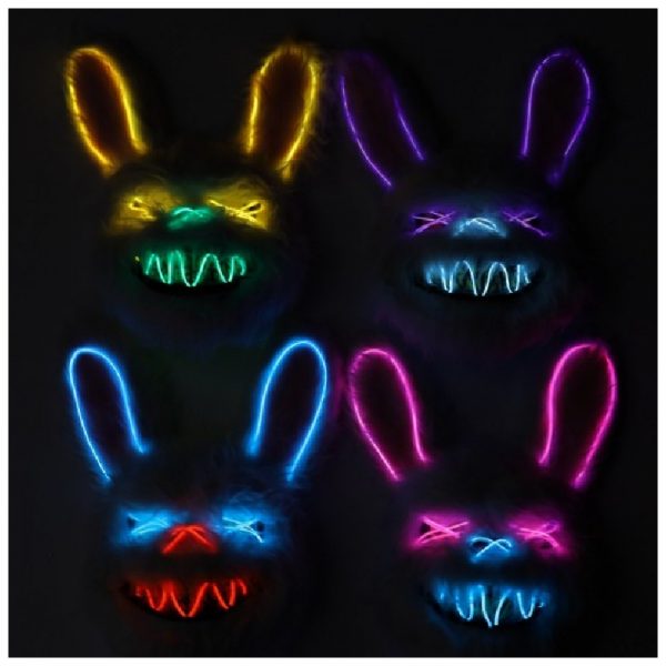 neon light up furry rabbit mask