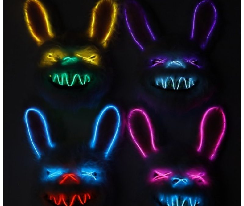 Party Neon Light Up Furry Rabbit Mask