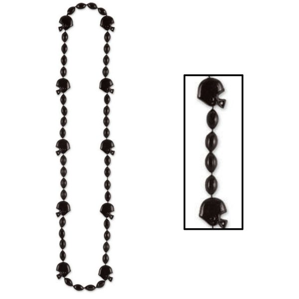 black football helmet bead necklace