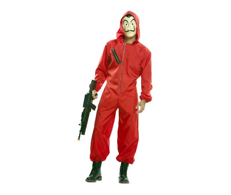 Money Thief Hooded Red Jumpsuit Adult Size