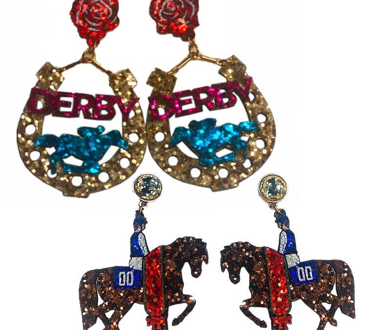 Kentucky Derby Glittered Earrings