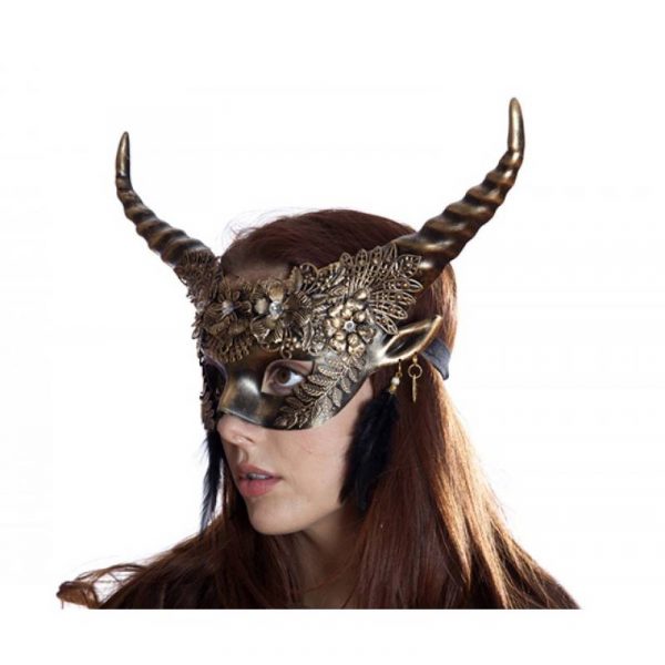 horned venetian mask gold