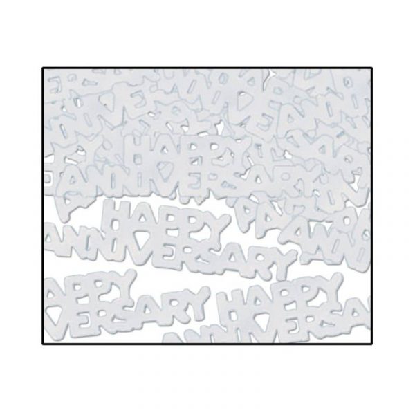 happy anniversary confetti silver