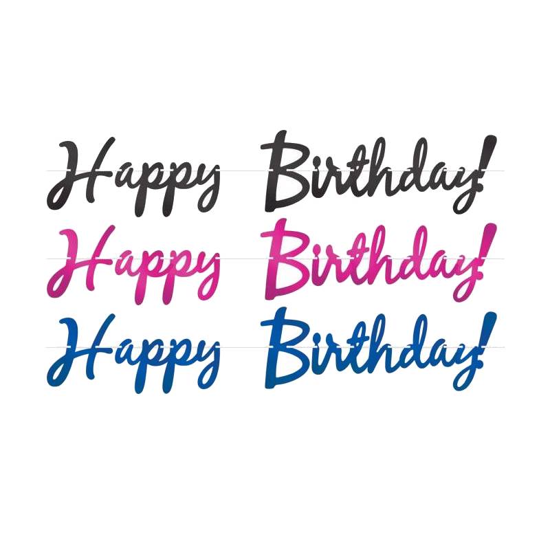 happy birthday foil streamer black pink blue