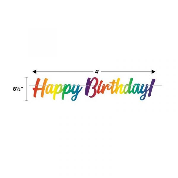 rainbow happy birthday streamer measurements