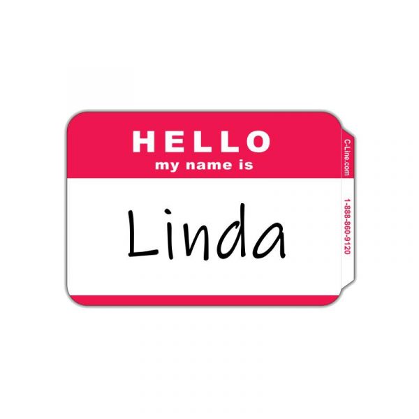 hello my name is self adhesive name badges red