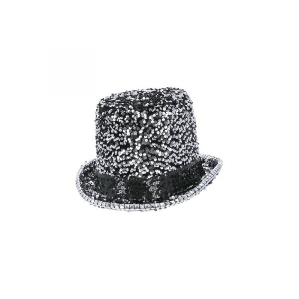 silver deluxe sequin studded felt top hat