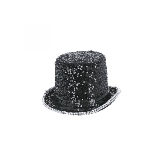 deluxe sequin studded black felt top hat