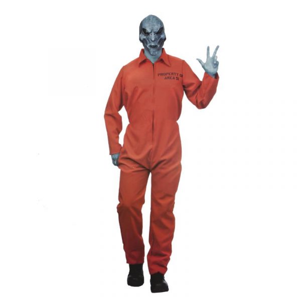 alien area 51 orange jumpsuit and latex mask