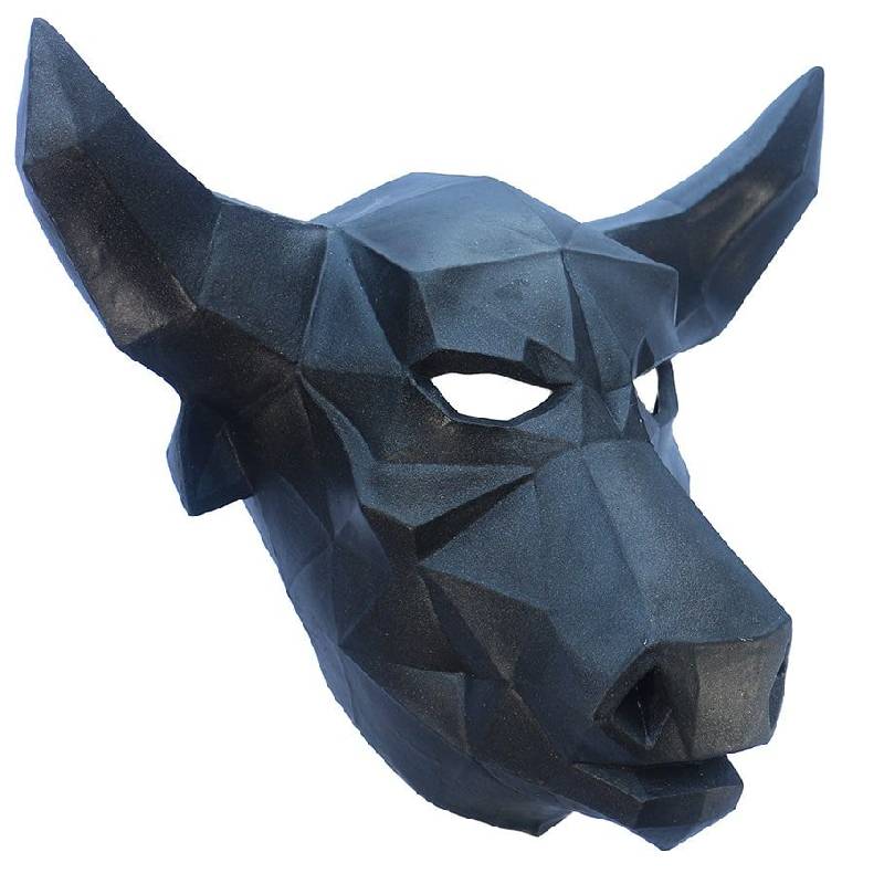 low poly black bull mask