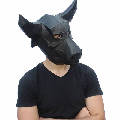 low poly black bull mask