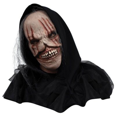 wicked scratched latex mask with hair