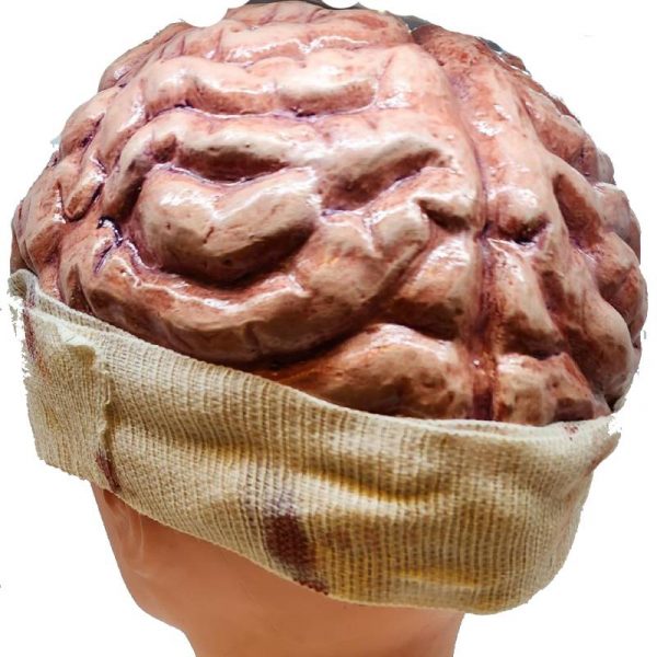 brain cap with bloody gauze