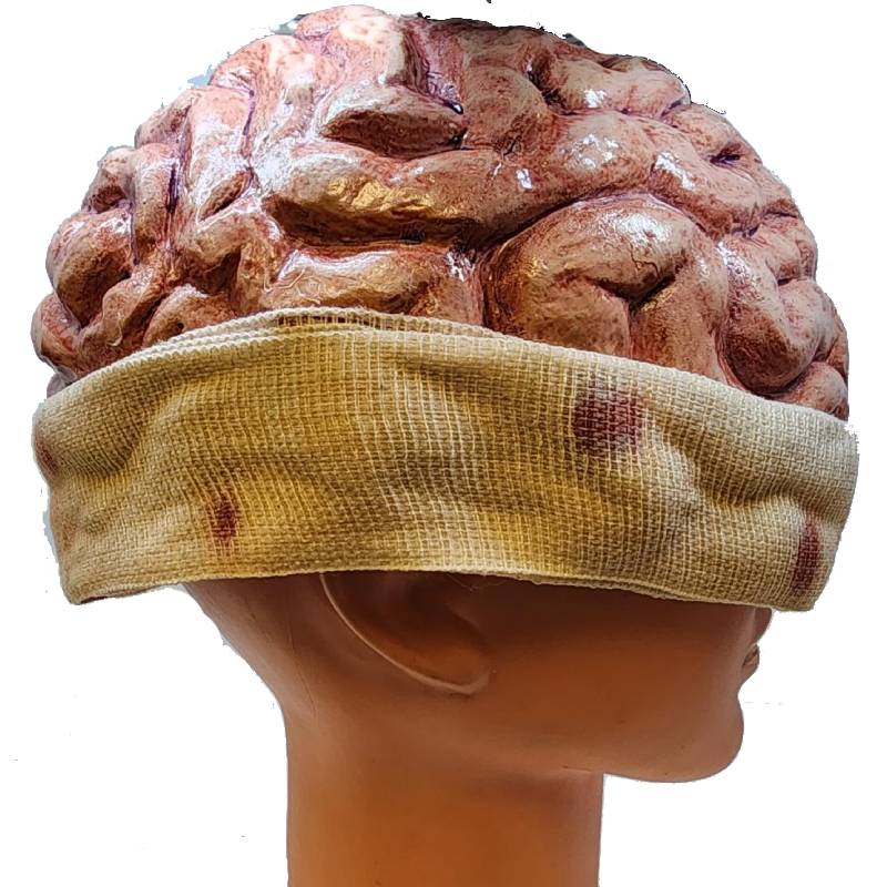 brain cap with bloody gauze