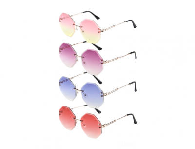 Rimless Octagon Ocean-Lens Sunglasses