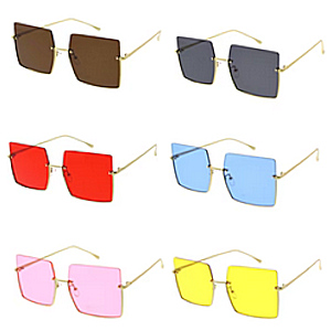 Semi-Rimless Colored-Lens Sunglasses