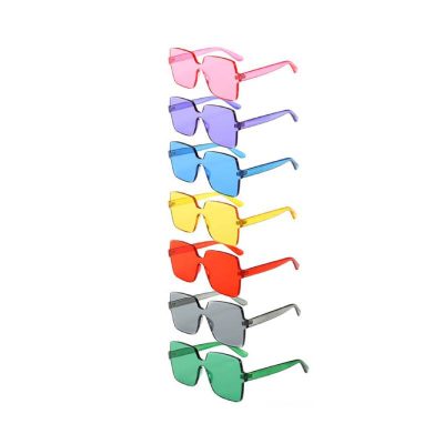 transparent solid color square shape sunglasses