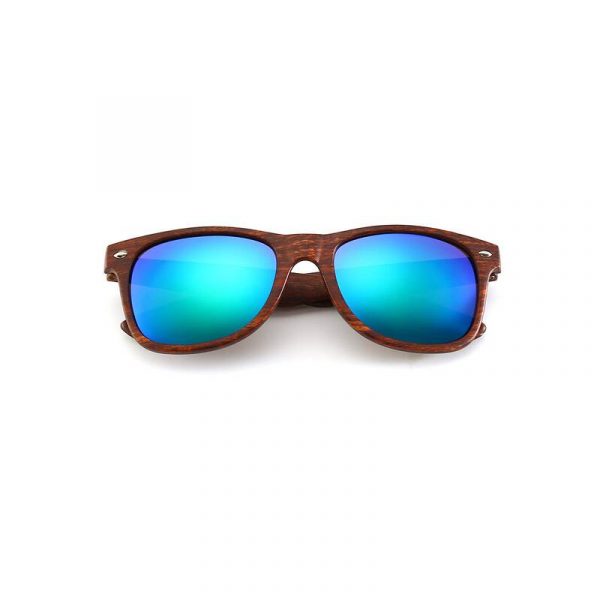 mirror lens wood tone frame drifter sunglasses