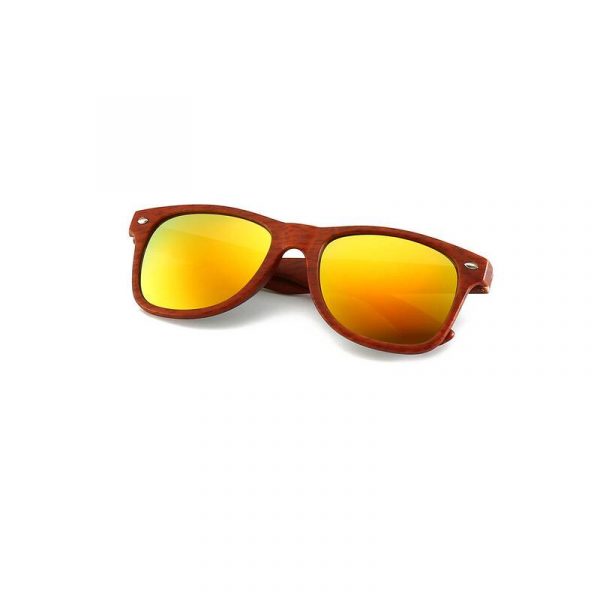 mirror lens wood tone frame drifter sunglasses