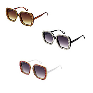 Rhinestone Trimmed Shaded Lens Sunglasses