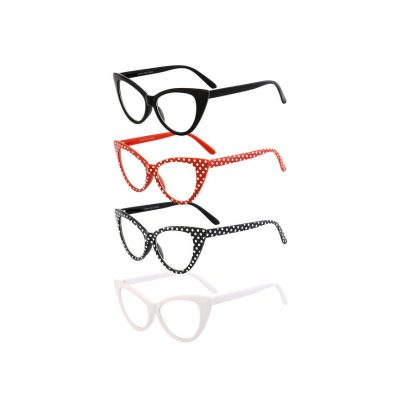 polka dot or solid frame cat frame eyeglasses