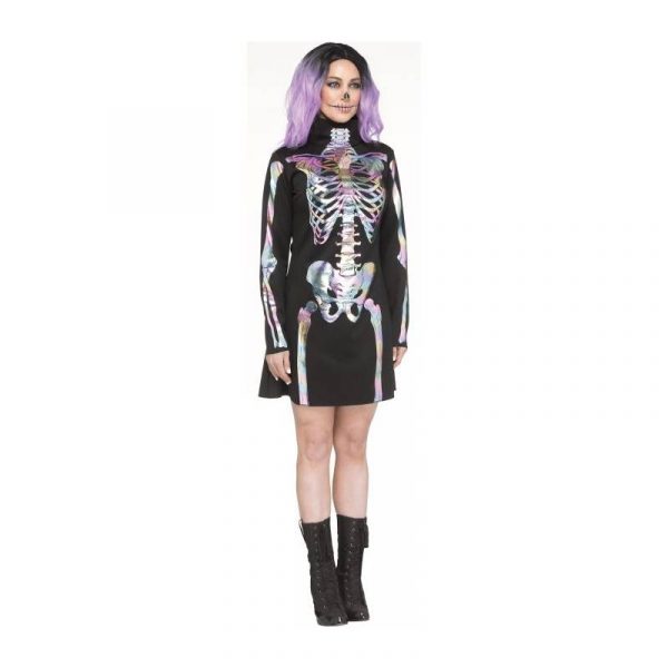 Holographic Skeleton Print Dress