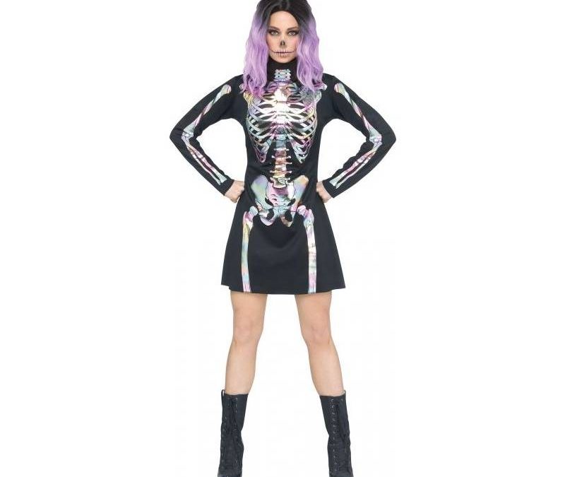 Holographic Skeleton Print Dress