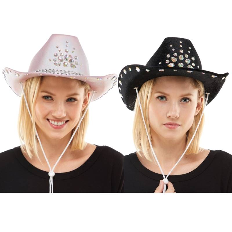 Fabric Western Hat w Jewels & Rhinestones