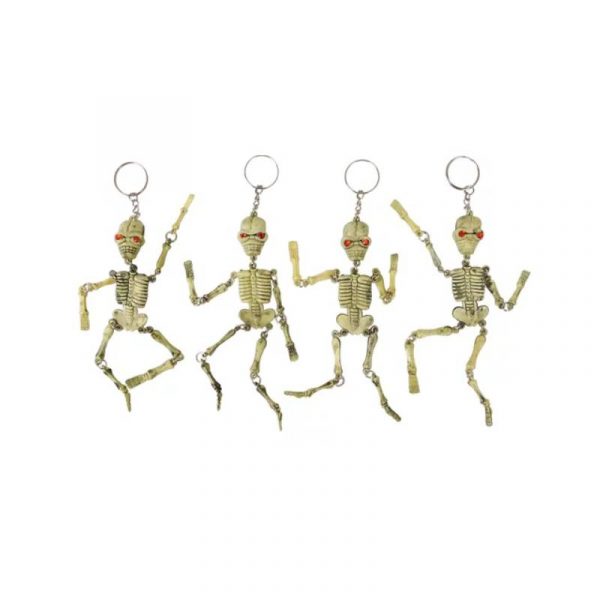 6" Dangling Skeleton Keychain w Rhinestone Eyes