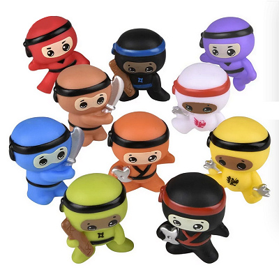 rubber ninjas assorted colors and designs