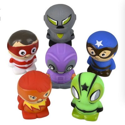 rubber super hero's assorted colors and designs