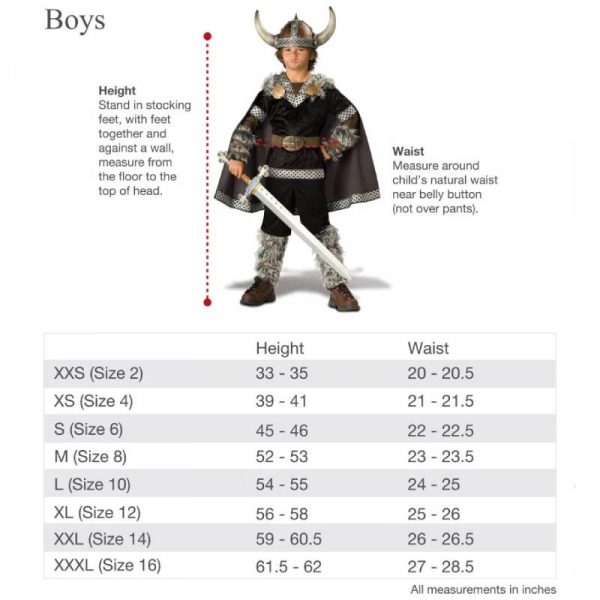 Incharacter boys size chart