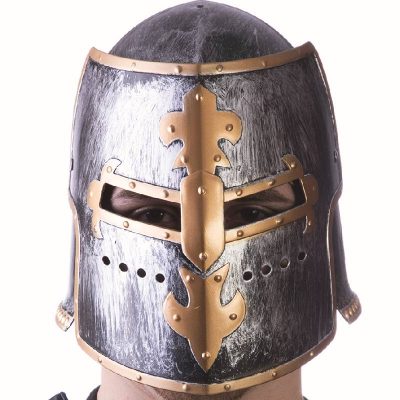 Plastic Medieval Knight Helmet w Moveable Front