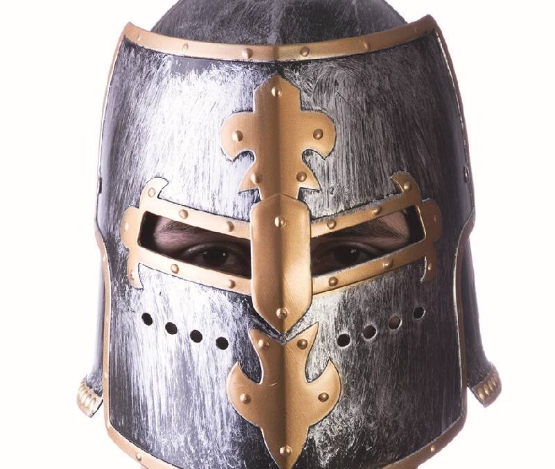 Plastic Medieval Knight Helmet w Moveable Front