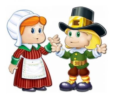 Jointed Pilgrim Boy and Girl Thanksgiving Decoration