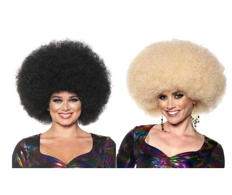 Afro Wig Crimped Long Hair Black or Blonde