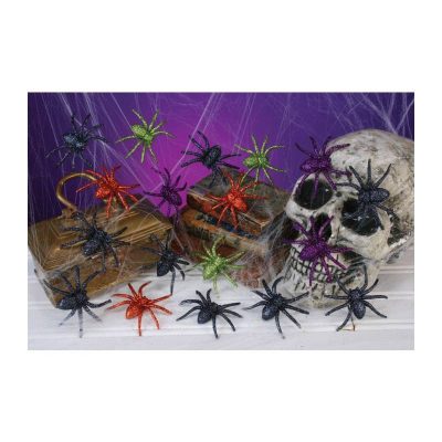 3" glittered spiders 6 per package