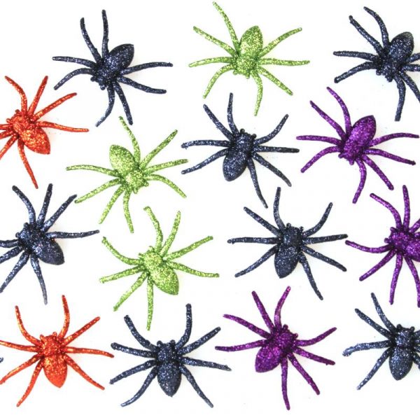3" glittered spiders 6 per package
